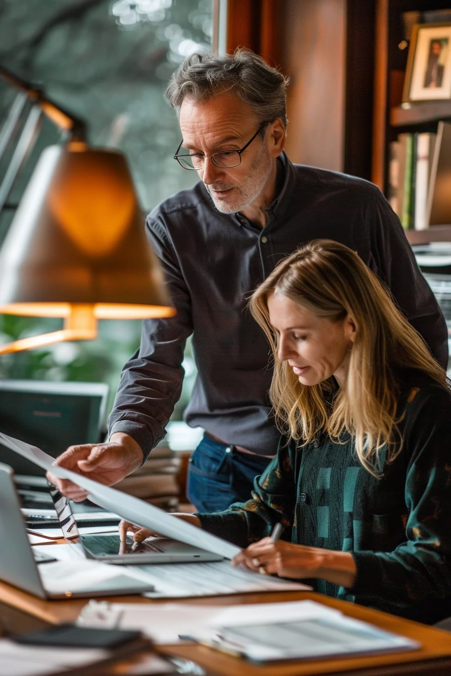 American couple reviewing their Sunbit application and payment plan options